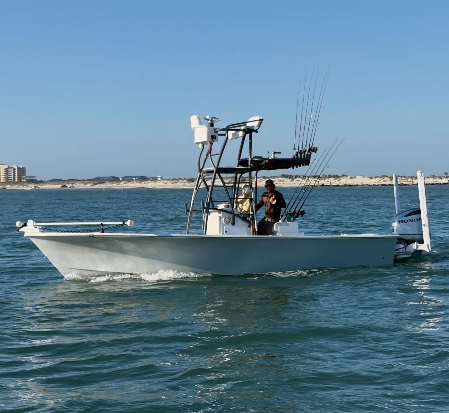 Capt. Jamie running the Yellow Dawg skiff